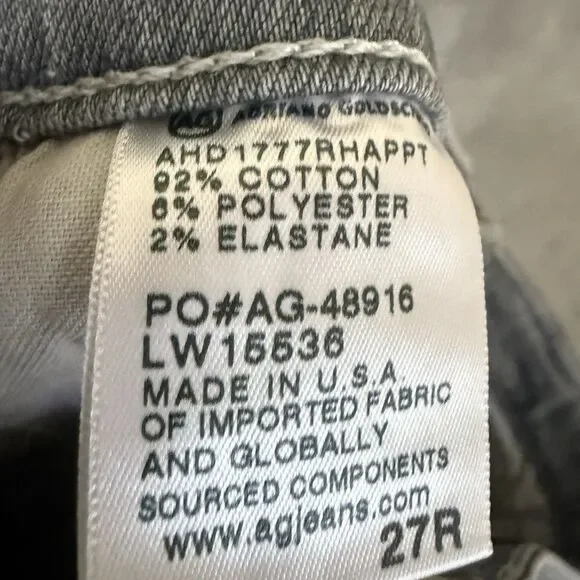 NWT AG Adriano Goldschmied Jeans 27 Farrah Ankle Seamless Gray Skinny High Rise